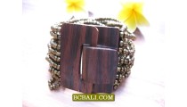 Golden Beads Wood Bukles Bracelets Stretch